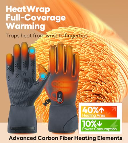JS LifeStyle Heated Gloves for Men Women HG02,7.4V 3000mAh Rechargeable Battery Soft with Touch Screen and Light-Off Desig...