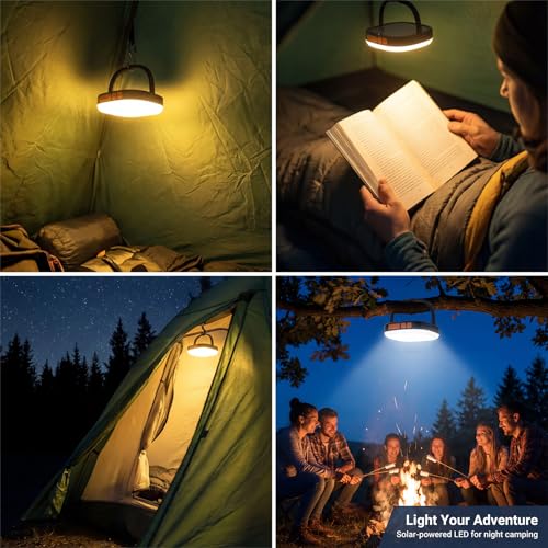 LED Camping Lantern, Solar Lanterns, 5000mAh Rechargeable Light 2000 Lumens 5 Light Modes, IP65 Waterproof with USB Chargi...