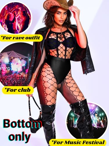 Kaei&Shi High Waisted Rave Bottom,High Cut Brazilian Cheeky Panties,Tummy Control Underwear Festival Shorts