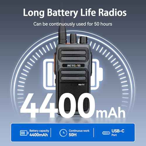 Retevis RB17V MURS Handheld Radio, Hunting Walkie Talkies Long Range, with 4400mAh Rechargeable Battery, License Free, MURS Radio for Camping Hiking Skiing (2 Pack) (with Original Antenna)