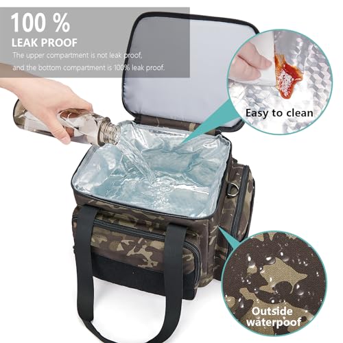 Gafetrey Tactical Lunch Box for Men, Insulated Bag Adult, Thermal Lunchbox Leakproof Waterproof Cooler Bag, Dual Compartme...