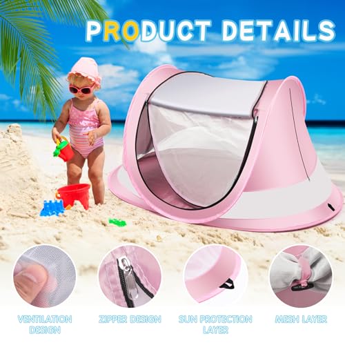 Baby Beach Tent,Large Pop Up Beach Tent Sun Shade for Beach,Portable Baby Travel Tent with Mosquito Net,Indoor Baby Play T...