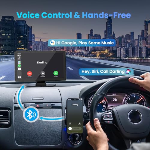 BIGASUO Wireless Carplay Screen for Car 4K Dash Cam, Apple CarPlay & Android Auto,9" HD Touchscreen with 1080P Backup Came...