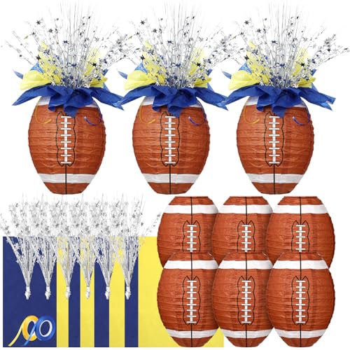 Rossesay 26 Pieces Football Paper Lantern Centerpieces Decorations Football Table Centerpieces with Metallic Foil Spray Ce...