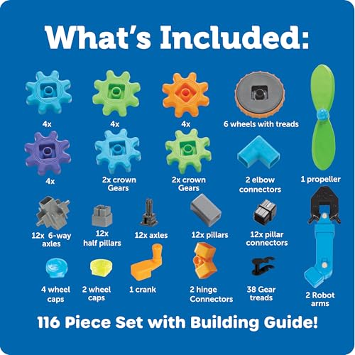 Learning Resources Gears Gears Gears Robots In Motion - Building Toys, STEM Activities, Fine Motor Skills, Toddler Constru...