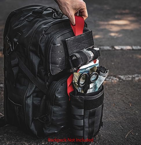 Lightning X Fully Stocked Quick-Draw Tactical IFAK MOLLE First Aid Kit w/Red Tab Technology LXPB70-SKK - Black