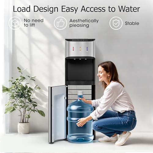 Tehanld Bottom Loading Water Cooler Dispenser for 3 or 5 Gallon Bottles, Stainless Steel Water Dispenser with Hot, Room & ...