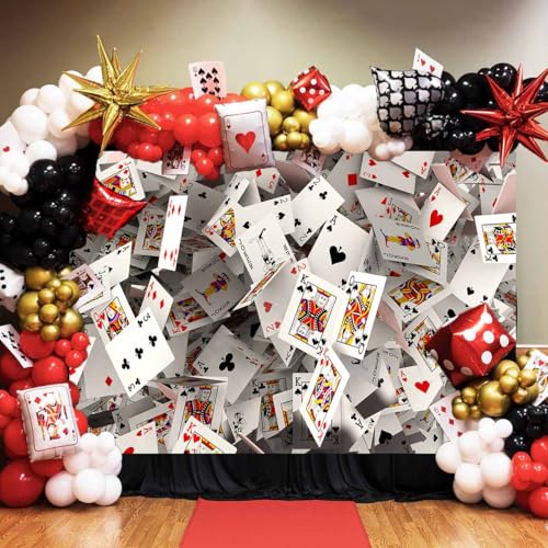 Sensfun 7x5ft Fabric Poker Backdrop 3D Playing Cards Photography Background Casino Night Birthday Party Decorations Banner...