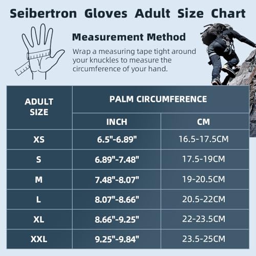 Seibertron Full or Half Finger Padded Palm Lightweight Breathable Climbing Rope Gloves for Climbers, Rock Climbing, Rescu...