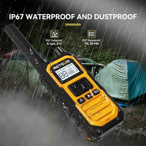 Retevis RB48 Plus Walkie Talkies Long Range, IP67 Waterproof Heavy Duty GMRS Two Way Radios, NOAA, USB-C Rechargeable, Vibration Alert, Emergency 2 Way Radios, for Off-Roading Hunting(2 Pack)