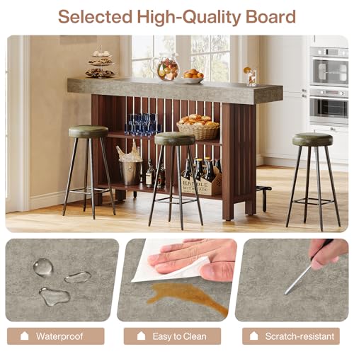 Tribesigns 63-Inch Large Bar Table, 2-Tier Home Bar Unit Mini Height Pub Table with Footrest, Modern Kitchen Island Coffee...