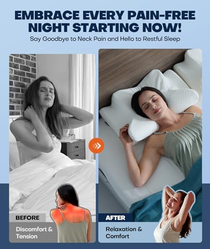 Sleep Doctor Approved Cervical Neck Pillow Sleeping, Ergonomic Contour Side Sleeper Pillows Adults, Cooling Orthopedic Pil...