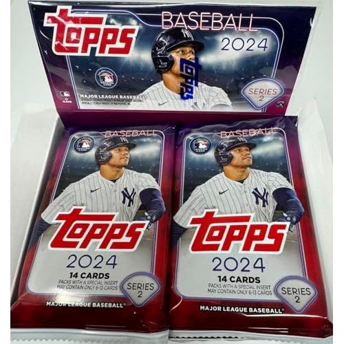2024 Topps Series 2 Baseball Retail Packs - 2 Retail Packs!!, Small, Navy/Red/White