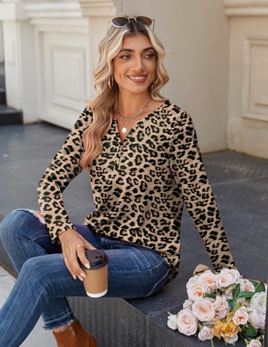 Zeagoo Long Sleeve Shirts for Women Casual V Neck Fall Tops Dressy Summer Work Blouses Clothes