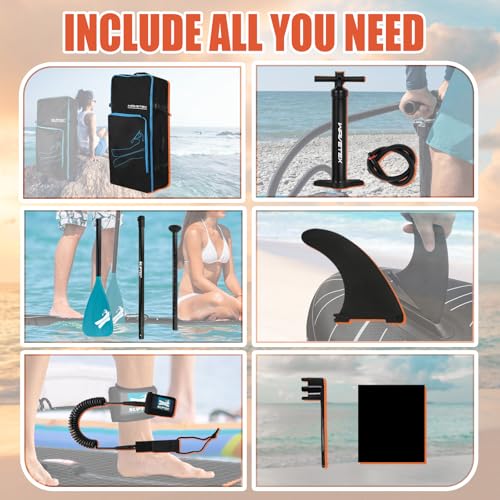 ANNTU Inflatable Paddle Board, Stand Up Paddleboard with SUP Camera Seat, Wide Stance, Blow Up Paddle Board, ISUP Backpac...