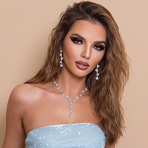 Sixexey Rhinestone Earrings Silver Sparkly Bracelet Earring Party Prom Earrings Jewelry for Women