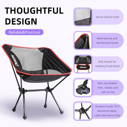 KYOEON Portable Camping Chair, Ultralight Durable Foldable Chair for Outdoor Camp,Travel, Beach, Picnic, Garden, Sport Stu...