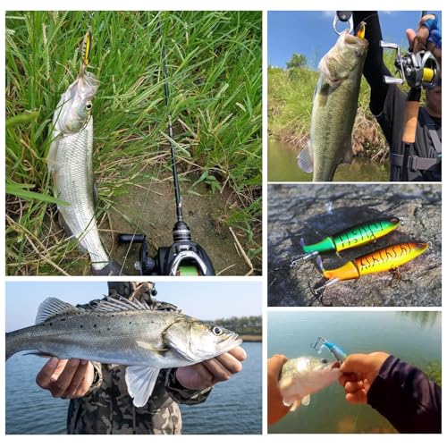RTGSE 10Pcs Whopper Fishing Lure for Bass Popper Top Water Fishing Lures with Floating Rotating Tail Barb Treble Hooks in ...