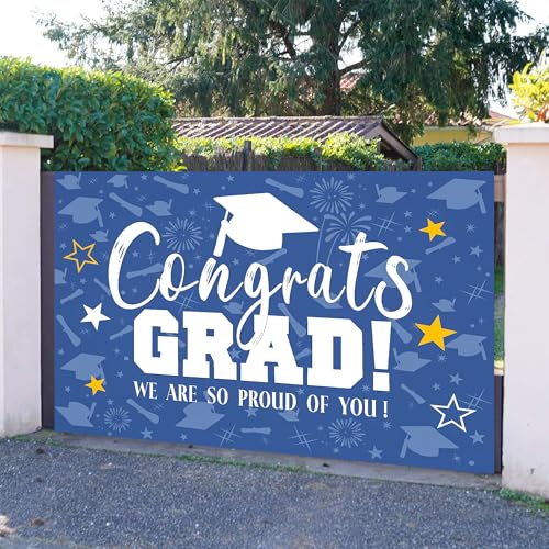 Congrats Grade Photo Backdrops 7x5 FT Blue Graduation We are so Proud of You Background Party Class of 2026 Banner Graduat...