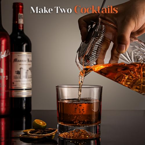 Cocktail Mixing Glass, veecom 18oz Crystal Bartender Kit, 5 Piece Bar Mixing Glass Old Fashioned Cocktail Kit with Straine...