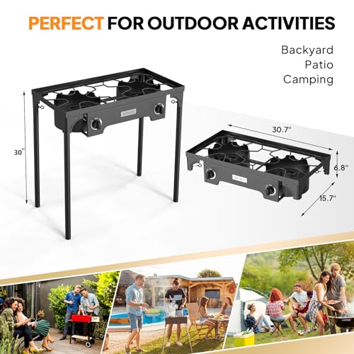 ROVSUN 2 Burner Outdoor Propane Gas Stove 150,000 BTU High Pressure Stand Cooker for Backyard Cooking Camping Home Brewing...