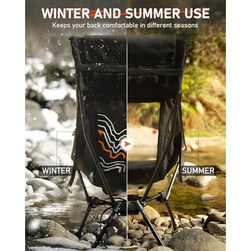 NOVSIGHT Camping Chair - High Back Lightweight Portable Camp Chairs with Headrest Breathable Backrest, Outdoor Folding Camping Chairs for Adults