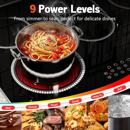 Pladeca 30 Inch Electric Cooktop, 5 Burner Electric Stove Top Touch Control, 8400W Built-in Ceramic Stovetop Burner 30" wi...