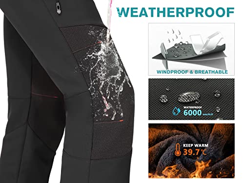 IUGA Snow Pants Womens Ski Hiking Pants Waterproof Outdoor Insulated Softshell Winter Fleece Lined Snowboard Pants 4 Pockets