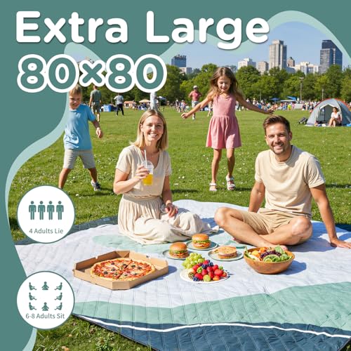 RYCHIC Waterproof Picnic Blanket Outdoor Camping Beach Mat Extra Large Foldable Car Essential Roadtrip Gadget Rv Accessori...