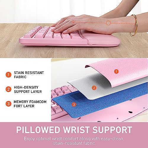 MEETION Ergonomic Keyboard Wireless, Split Curved Keyboard with Cushioned Wrist Palm Rest, Natural Typing Full Size with U...