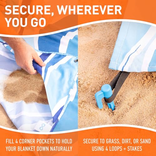 Everlasting Comfort Large Beach Blanket Waterproof & Sandproof - 80" x 80"/ 6.7ft x 6.7ft - Lightweight Picnic Mat, Campin...