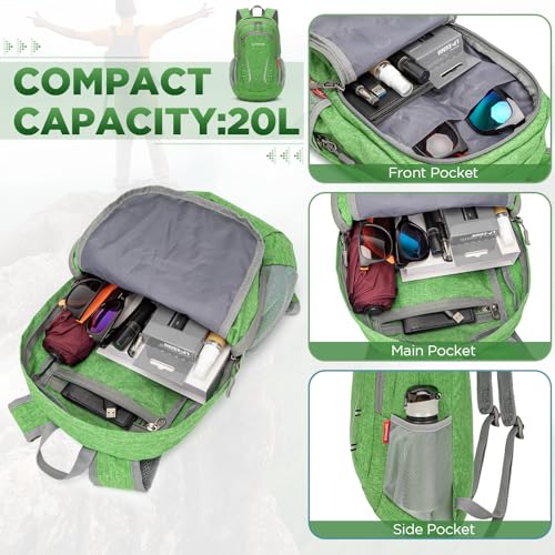 ZOMAKE Ultra Lightweight Packable Backpack 20L,Small Foldable Backpacks Hiking Water Resistant Collapsible Daypack for Wom...