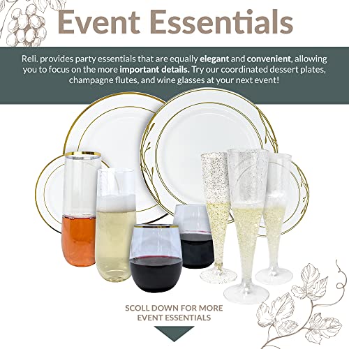 Reli. Champagne Flutes Plastic | 25 Pack | 9 oz - Clear | Stemless Premium Plastic Champagne Flutes | Party-Perfect for Ce...