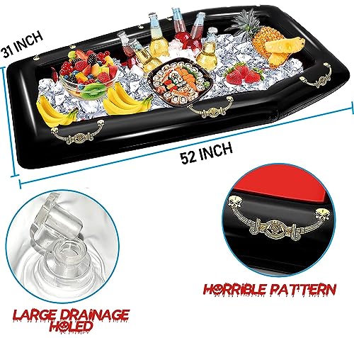 52Inch Inflatable Coffin Cooler Coffin Pool Float Inflatable Ice Chest Buffet Cooler Drink Beverage for Halloween Party Sp...