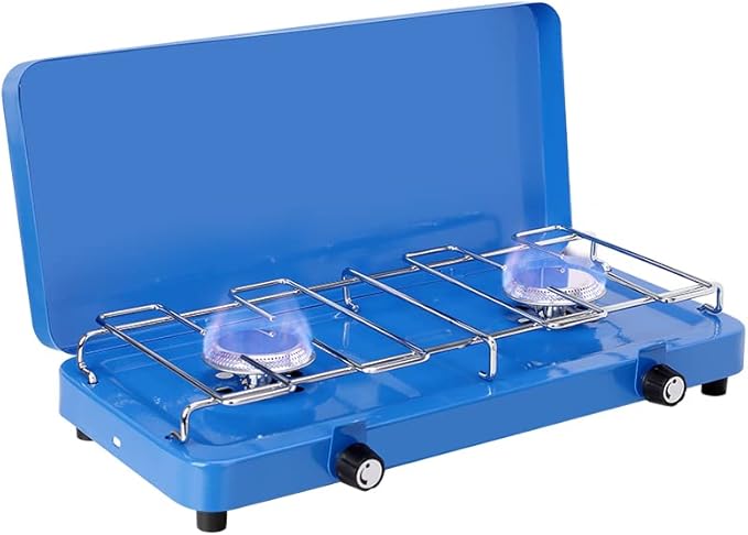 Camplux Propane Camping Stove 2 Burner, Portable Gas Stoves with Regulator for Outdoor Cooking Total Power at 14,000 BTU