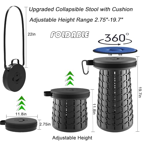 ALEVMOOM XXL Collapsible Stool with Thick Cushion,Taller 19.7" Wider 11.8" Camping Chair More Sturdy Capacity 1000LBS,Port...