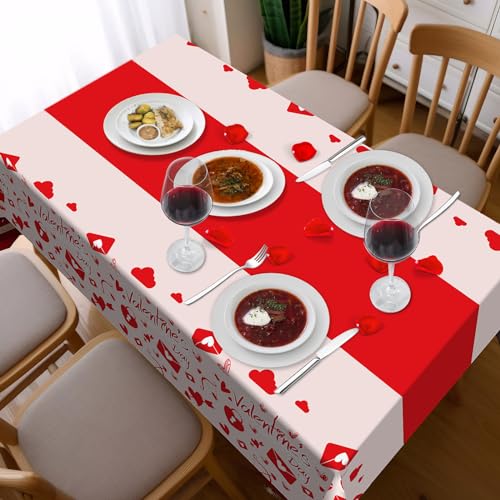Childom Valentines Day Tablecloth for Valentines Day Decorations Party,3 Pack Disposable Plastic Valentines Table Cloths 5...