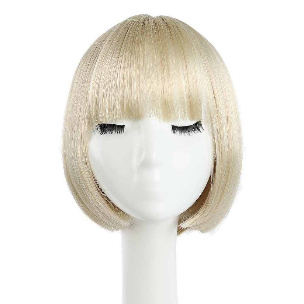 HSPCYGG Bob Wigs Short Daily Blonde Wig with Bangs 10 Straight Synthetic Halloween Costume Cosplay Wigs for Women