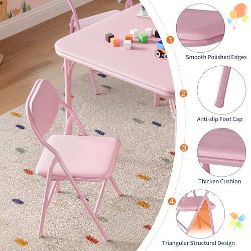 GAOMON 5 Piece Set Folding Table and Chairs Set, Boys and Girls Activity Table and Chairs Set for Dining Room,Daycare,Clas...