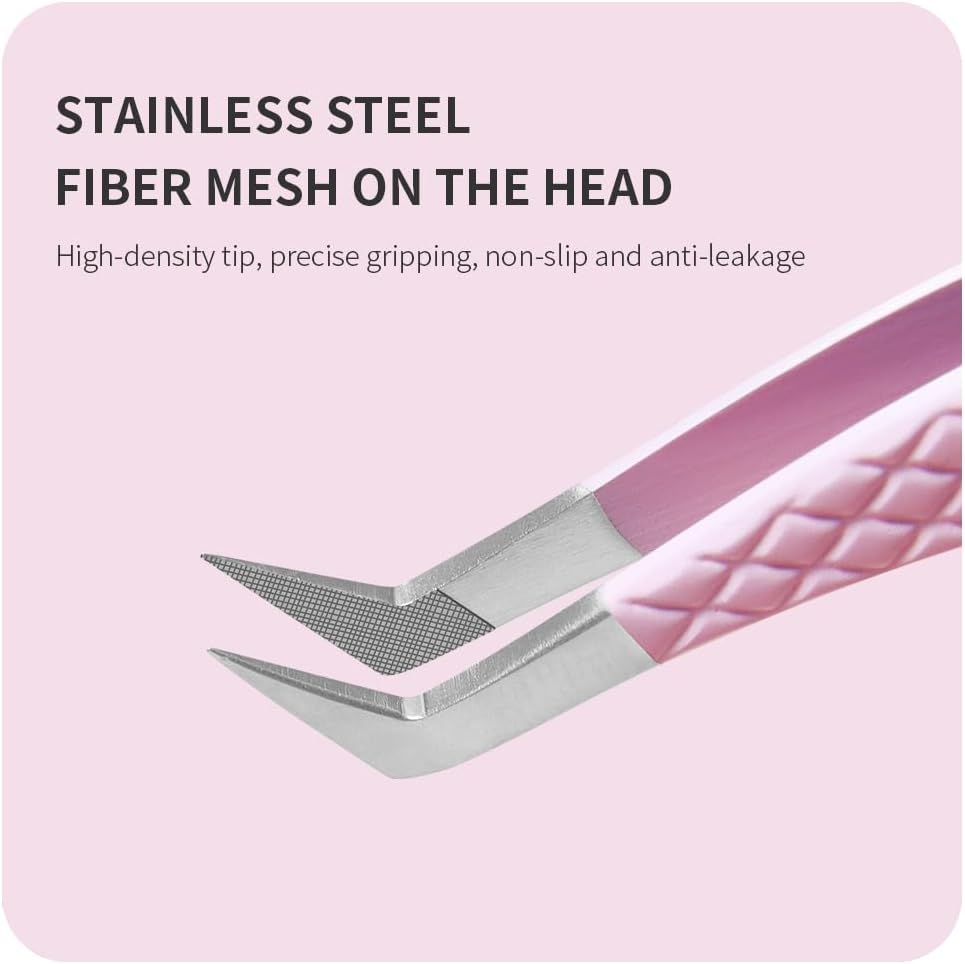 Eyelash Extension Tweezers,Fiber Tip Grip Boot Volume Lash Tweezers,Professional Pointed Lash Extension Tweezers for Easy Lash Application and Removal(2Pcs-F03/04)