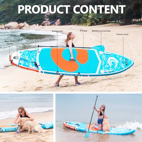 COOLCAA 11'6" x 34" x 6" Inflatable Stand Up Paddle Boards with Premium SUP Accessories, Weight Capacity up to 460 lbs, In...