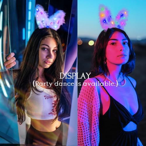 YBHOMINE Cute Light Up Furry Fox Cat Bunny Ears Headband, for Cosplay Costume Party Night Clubs, Raves, and Halloween