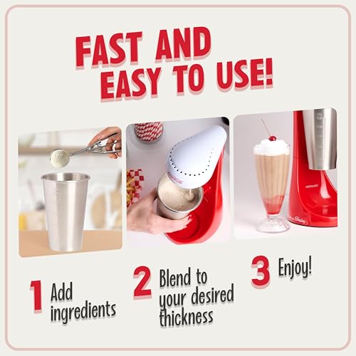 Nostalgia Two-Speed Electric Coca-Cola Limited Edition Milkshake Maker and Drink Mixer, Includes 16-Ounce Stainless Steel ...