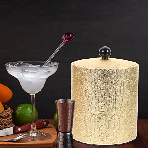 Stainless Steel Ice Bucket with Lid and Ice Tong Ice Bucket Wine Bucket for Cocktail Bar Whisky Wine Gold