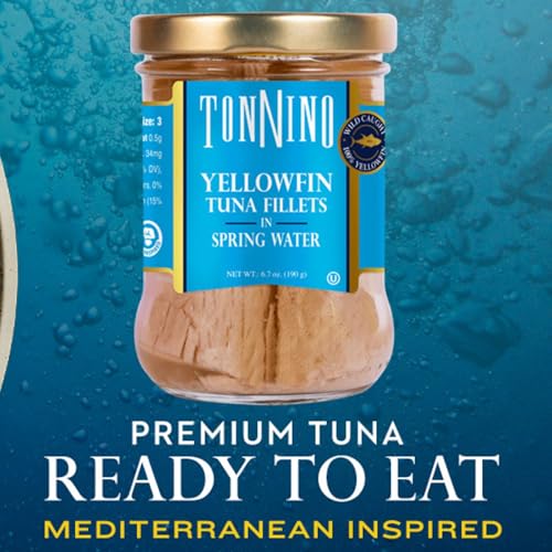 Tonnino Yellowfin Tuna Fish Premium – Spring Water – Pack of 6 – Alternative to Salmon – Protein Snacks – Ready to Eat Meals