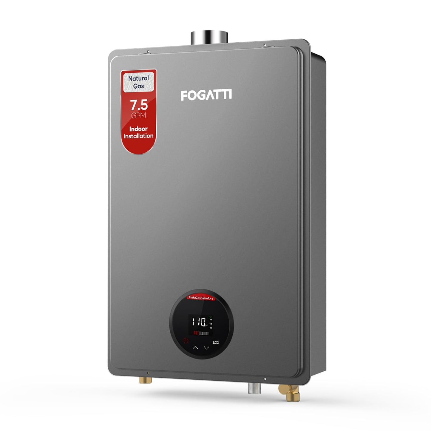 FOGATTI Natural Gas Tankless Water Heater Indoor - Max 7.5 GPM 170,000 BTU, CSA Certified Compact Design On Demand Instant Hot Water Heater - Instagas Comfort 170S Series