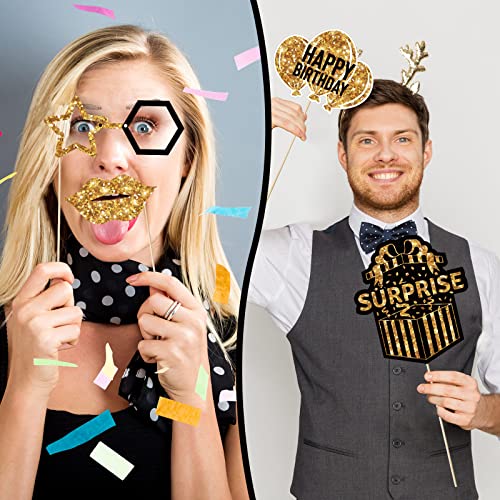 Outus 36 Pcs Birthday Photo Booth Props Kit Happy Birthday Graduation Wedding Party Favors Supplies Bday Party Decor 40th-...