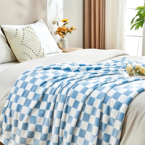 Edenleaf Checkered Blanket Flannel Throw Blankets Soft Cozy Checkered Grid Print Chessboard Gingham Pattern Throws for Bed...