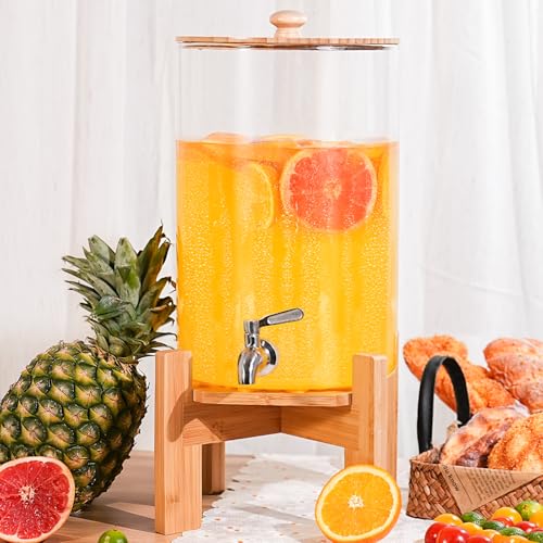 SPEETH 2.2 Gallon Drink dispenser, Large Water Glass Beverage Dispenser With Wood Stand for Parties With Stainless Steel S...