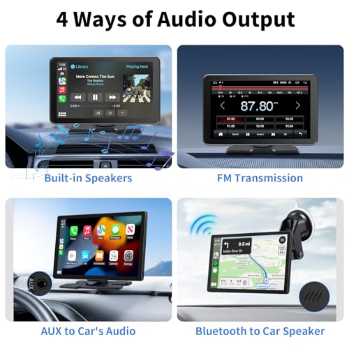 CarPlay Screen for Car, 9'' Wireless CarPlay & Android Auto - Smart Portable Touchscreen with Bluetooth/FM, Mirror Link, V...